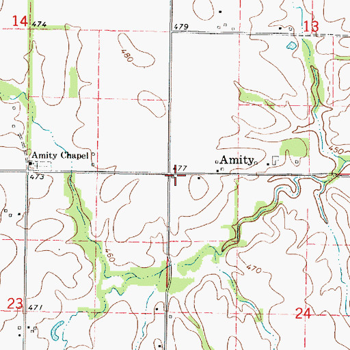 Topographic Map of Amity School (historical), IL