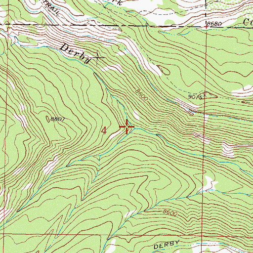 Topographic Map of South Fork Derby Creek, CO