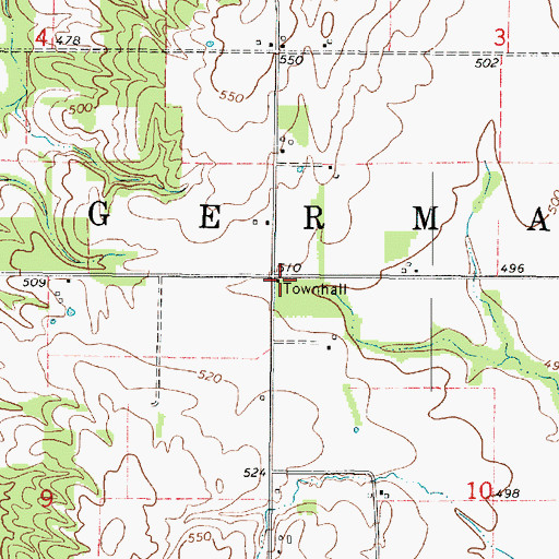 Topographic Map of Cotterell School (historical), IL