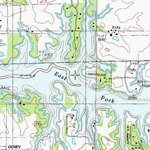 Topographic Map of East Fork Lake, IL