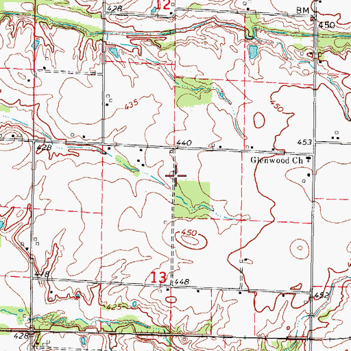 Topographic Map of Glenwood School (historical), IL