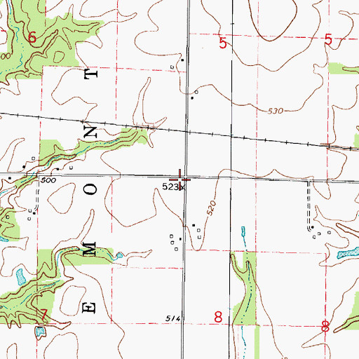 Topographic Map of Pleasant Grove School (historical), IL