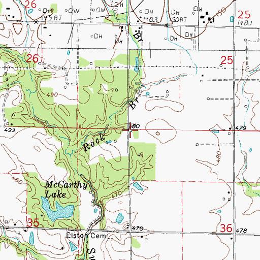 Topographic Map of Rock Branch School (historical), IL