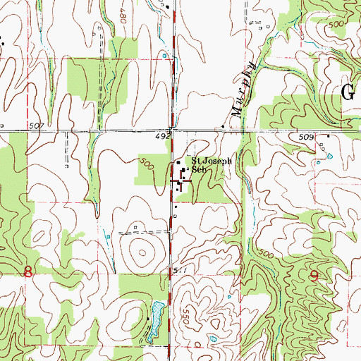 Topographic Map of Saint Joseph Church (historical), IL
