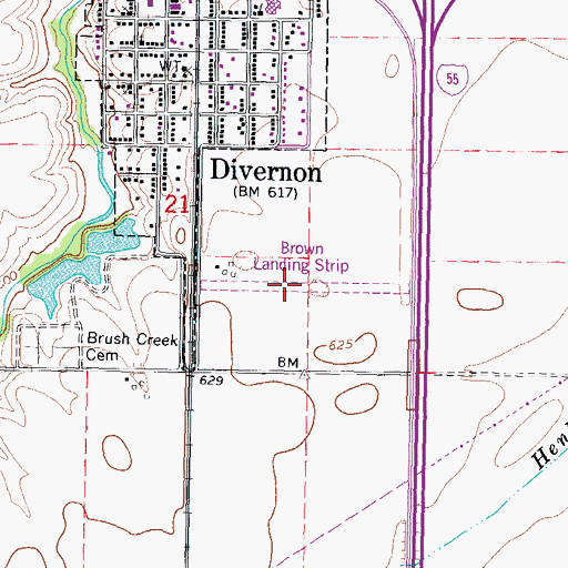 Topographic Map of Brown Landing Strip (historical), IL