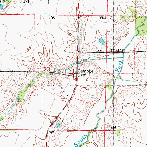 Topographic Map of Campbell Cemetery, IL
