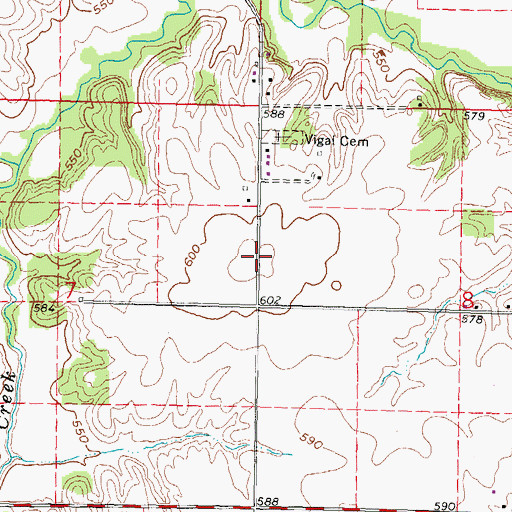 Topographic Map of Cotton Hill, IL