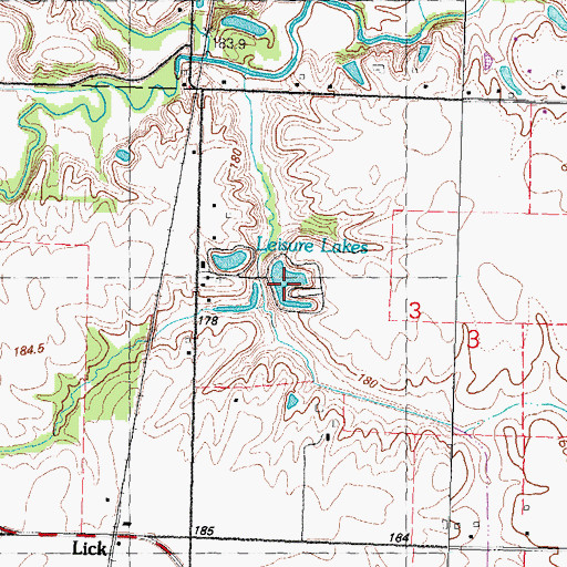 Topographic Map of Leisure Lakes, IL