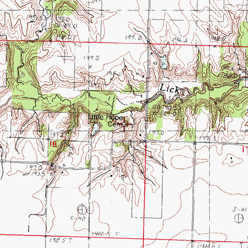 Topographic Map of Little Hope Cemetery, IL