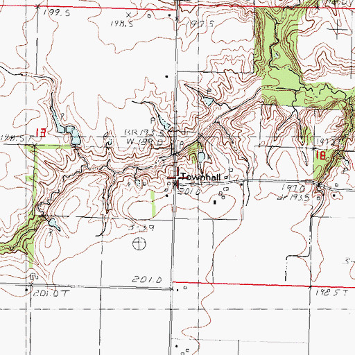 Topographic Map of Maxwell Townhall, IL