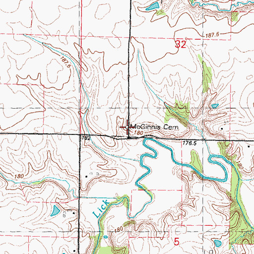 Topographic Map of McGinnis Cemetery, IL