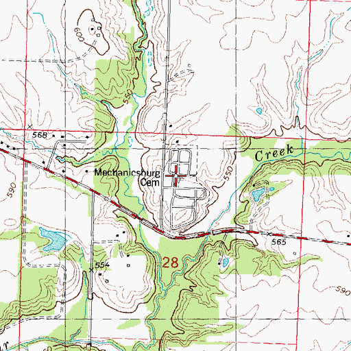 Topographic Map of Mechanicsburg Cemetery, IL
