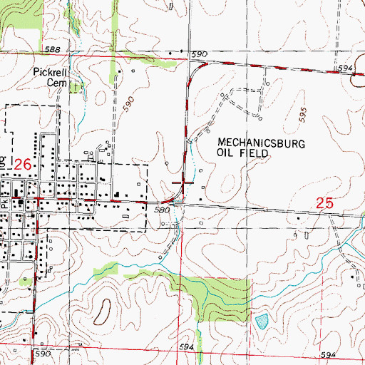 Topographic Map of Mechanicsburg Oil Field, IL