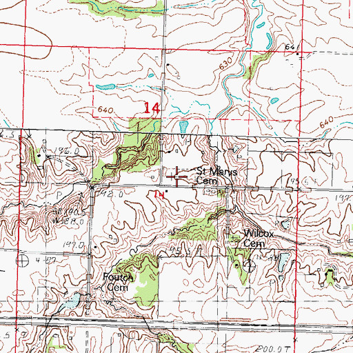Topographic Map of Saint Mary's Catholic Cemetery, IL