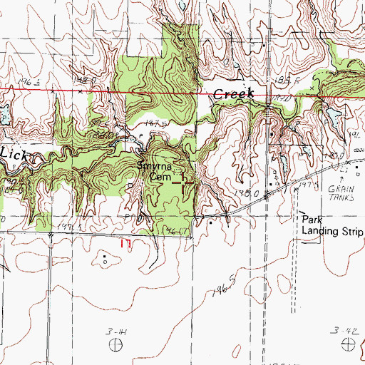 Topographic Map of Smyrna Cemetery, IL