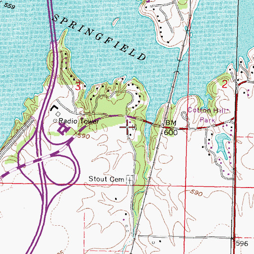 Topographic Map of Stout Church (historical), IL