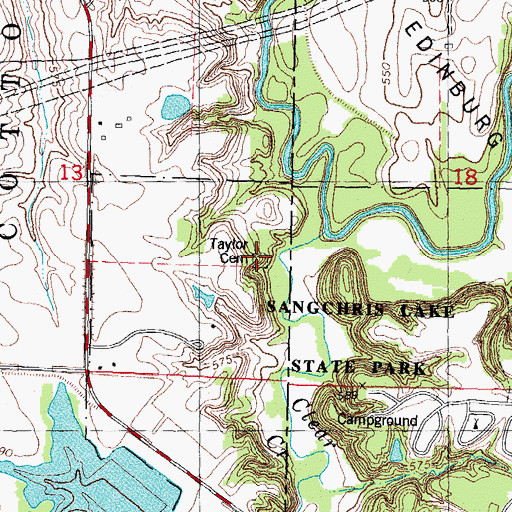 Topographic Map of Taylor Cemetery, IL
