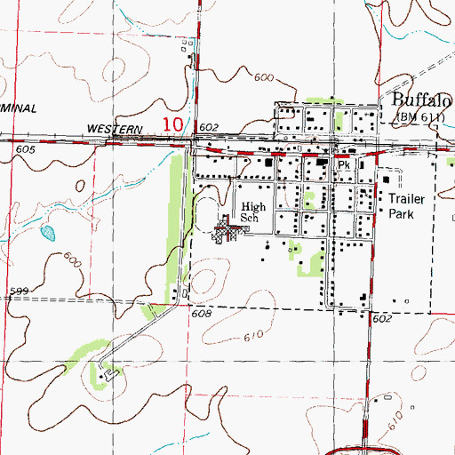 Topographic Map of Tri-City High School, IL