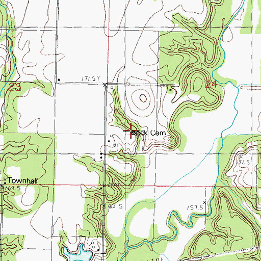 Topographic Map of Beck Private Cemetery, IL