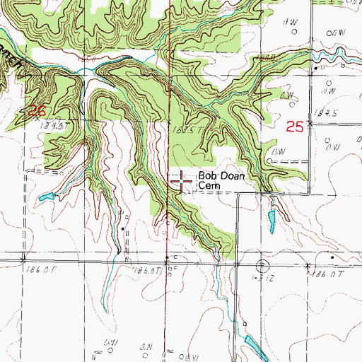 Topographic Map of Bob Doan Cemetery, IL