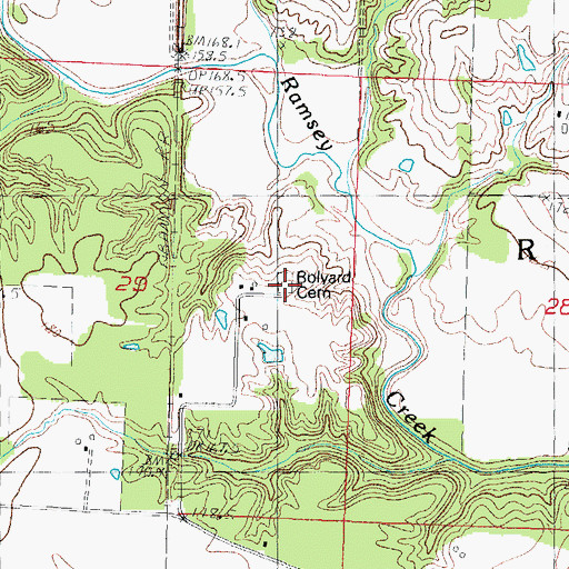 Topographic Map of Bolyard Cemetery, IL