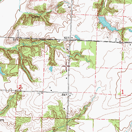 Topographic Map of Edwards School (historical), IL