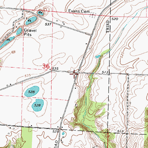 Topographic Map of Evans School (historical), IL