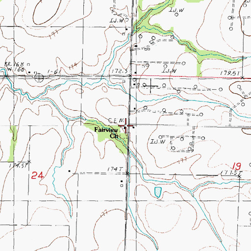 Topographic Map of Fairview Church, IL