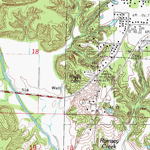Topographic Map of Hayes Cemetery, IL