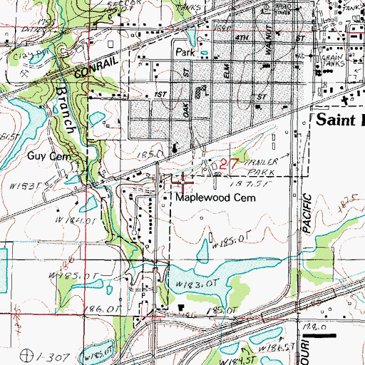 Topographic Map of Maplewood Cemetery, IL