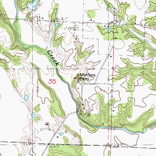 Topographic Map of Mathias Cemetery, IL
