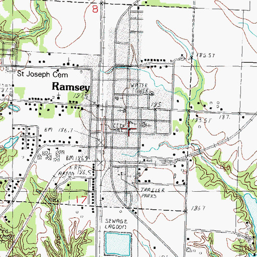 Topographic Map of Ramsey City Hall, IL