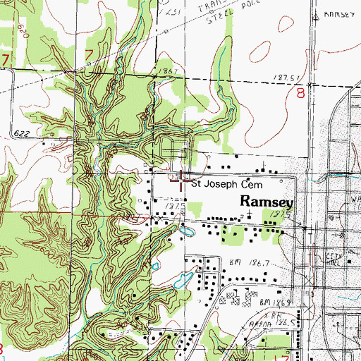Topographic Map of Saint Josephs Cemetery, IL