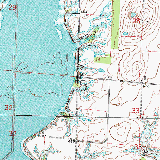 Topographic Map of Shady Grove School (historical), IL