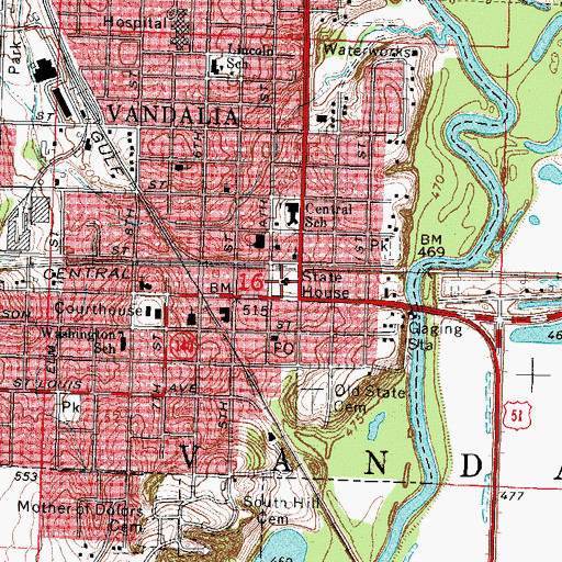 Topographic Map of State House, IL