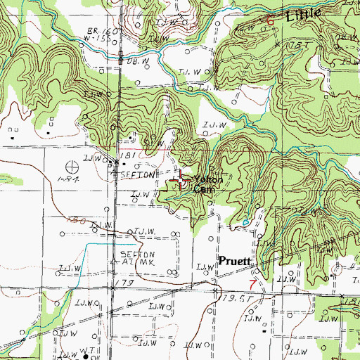 Topographic Map of Yolton Cemetery, IL