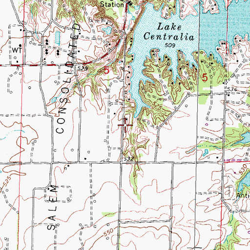 Topographic Map of Antioch School (historical), IL