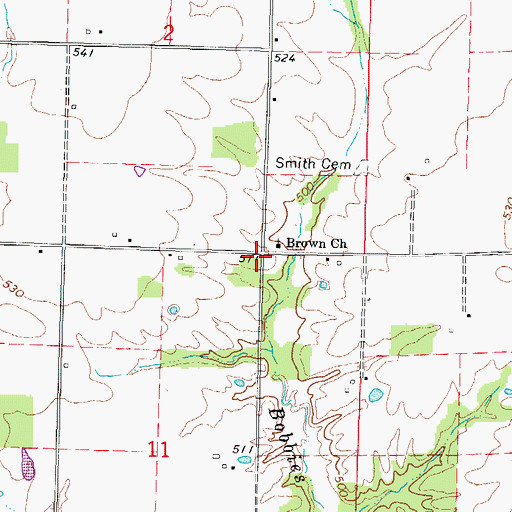 Topographic Map of Brown School (historical), IL
