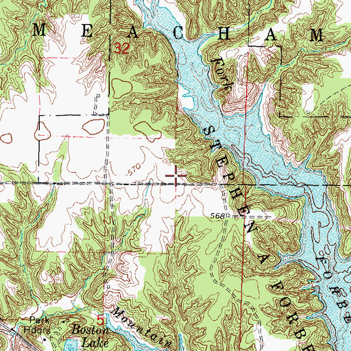 Topographic Map of Campground School (historical), IL