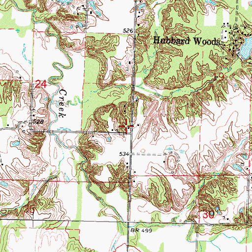 Topographic Map of Coon Creek School (historical), IL