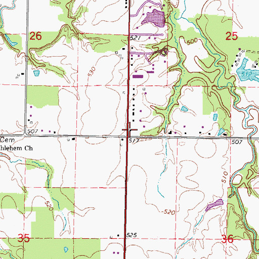Topographic Map of East Nation School (historical), IL