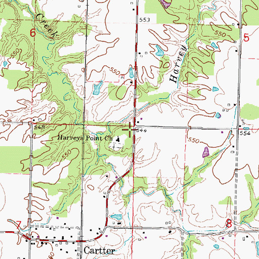 Topographic Map of Harveys Point School (historical), IL