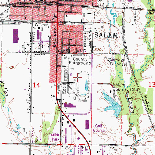 Topographic Map of Marion County Fairground, IL