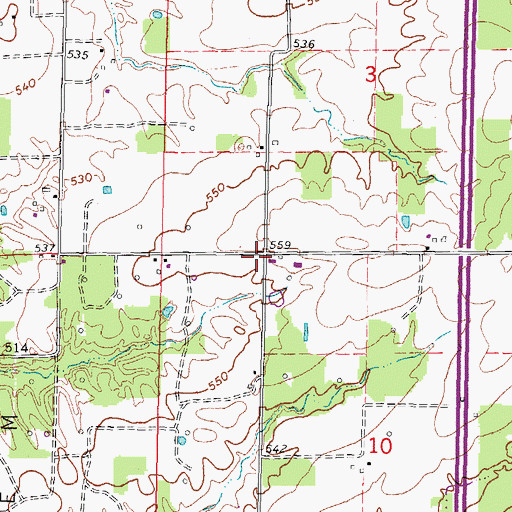 Topographic Map of Ray School (historical), IL