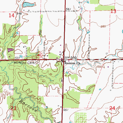 Topographic Map of Romine School (historical), IL