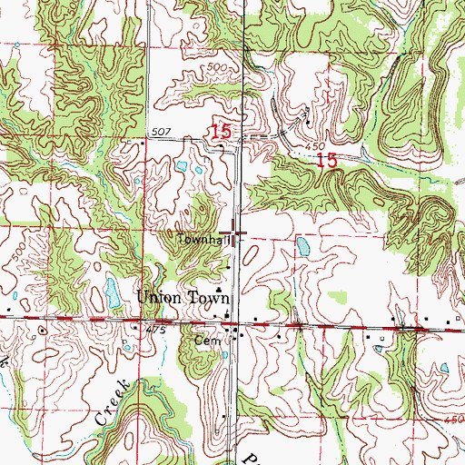 Topographic Map of Romine Townhall, IL