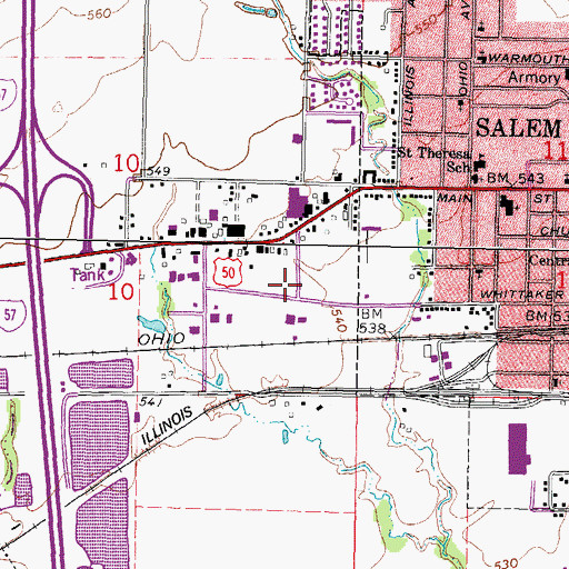 Topographic Map of Salem Post Office, IL