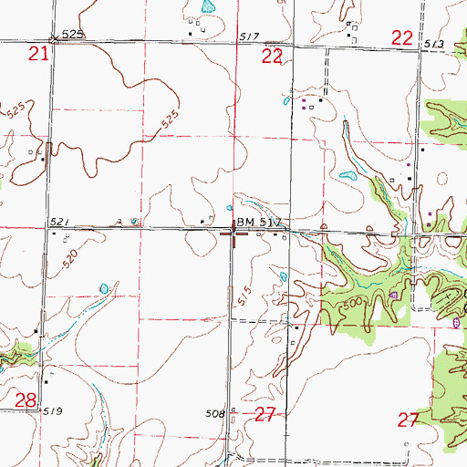 Topographic Map of Siloam Church (historical), IL