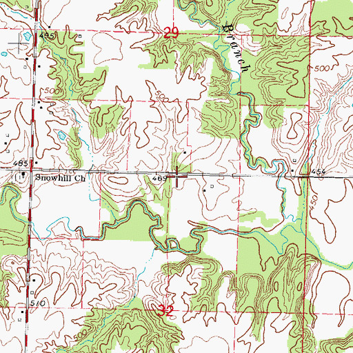 Topographic Map of Snowhill School (historical), IL