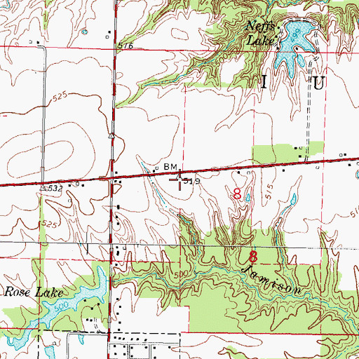 Topographic Map of Stringtown School (historical), IL